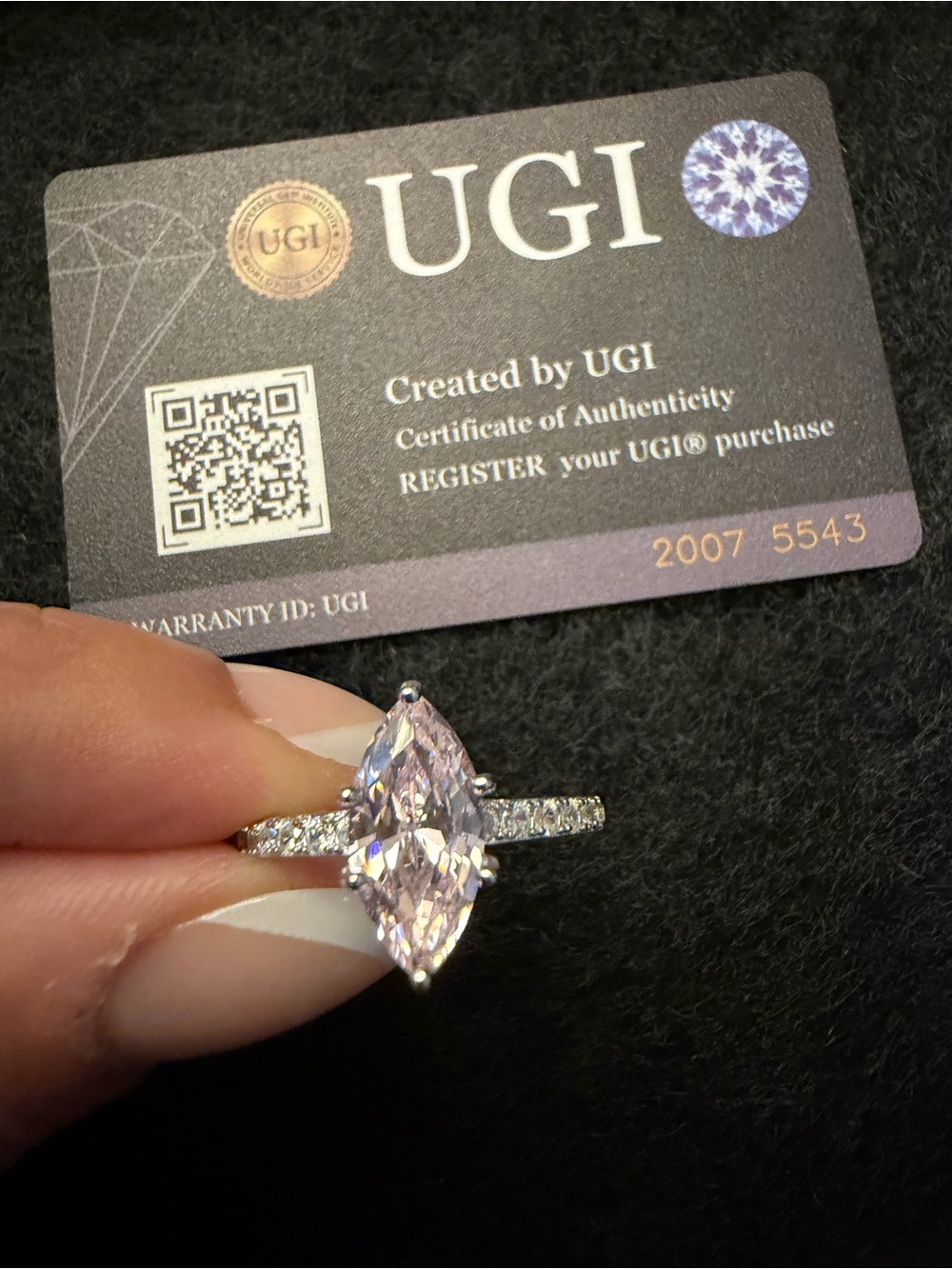 Marquise Pink Solitaire Ring with Pavé Band
